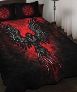 Viking Quilt Bedding Set Burning Lava Raven Vegvisir 2