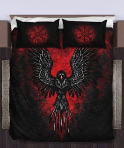 Viking Quilt Bedding Set Burning Lava Raven Vegvisir 3