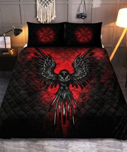 Viking Quilt Bedding Set Burning Lava Raven Vegvisir