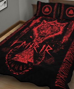 Viking Quilt Bedding Set Fenrir Wolf Valknut Runic 1