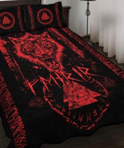 Viking Quilt Bedding Set Fenrir Wolf Valknut Runic 2