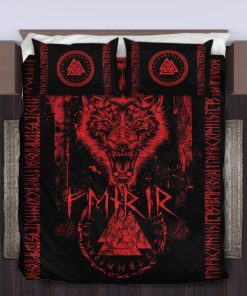 Viking Quilt Bedding Set Fenrir Wolf Valknut Runic 3