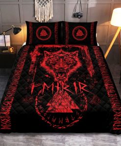 Viking Quilt Bedding Set Fenrir Wolf Valknut Runic