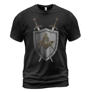 Freemason T-shirt Swords And Mason Shield Black