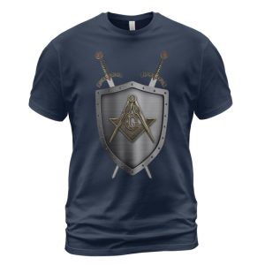 Freemason T-shirt Swords And Mason Shield Navy