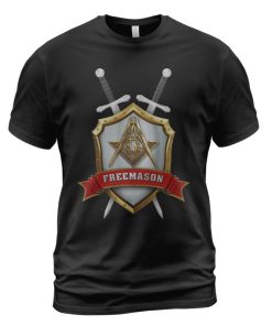 Freemason T-shirt Swords And Shielf Gold Black