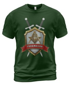 Freemason T-shirt Swords And Shielf Gold Forest Green