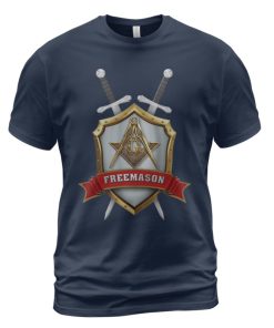 Freemason T-shirt Swords And Shielf Gold Navy