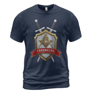 Freemason T-shirt Swords And Shielf Gold Navy