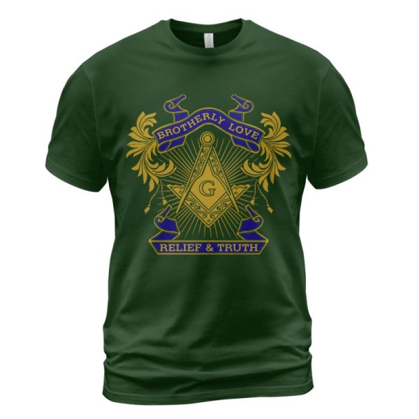 Freemason T-shirt Brotherly Love Relief & Truth Forest Green