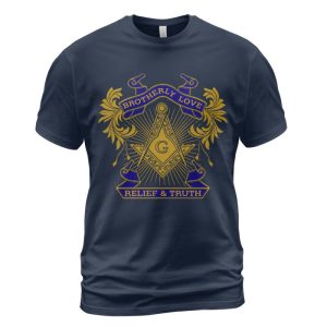 Freemason T-shirt Brotherly Love Relief & Truth Navy