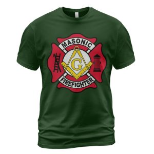 Freemason T-shirt Masonic Firefighter Symbol Forest Green