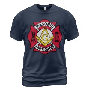 Freemason T-shirt Masonic Firefighter Symbol Navy