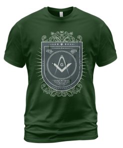 Freemason T-shirt Vintage Symbol Shield Forest Green