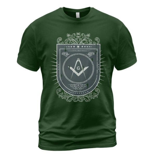 Freemason T-shirt Vintage Symbol Shield Forest Green