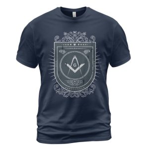 Freemason T-shirt Vintage Symbol Shield Navy