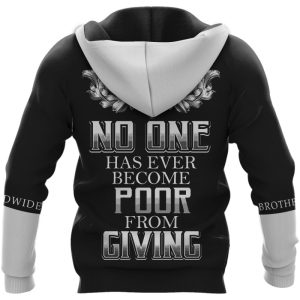 Freemason Hoodie No One Has Ever Become Poor From Giving Back