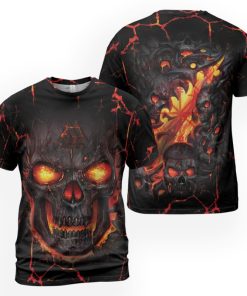 Viking T-shirt Flaming Occult Skull Valknut 2