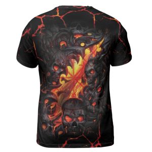 Viking T-shirt Flaming Occult Skull Valknut Back