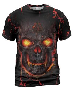 Viking T-shirt Flaming Occult Skull Valknut