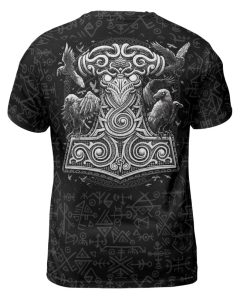 Viking T-shirt Fenrir Raven Hammer Back