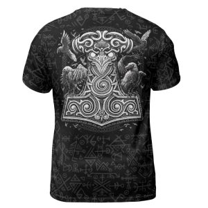 Viking T-shirt Fenrir Raven Hammer Back