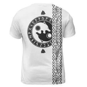 Viking T-shirt Norse Wolf Raven Ship Rune Back
