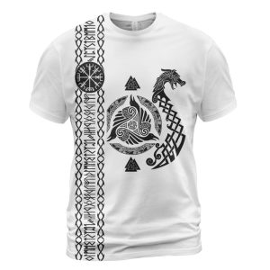 Viking T-shirt Norse Wolf Raven Ship Rune