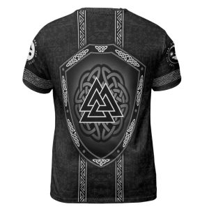 Viking T-shirt Sons of Fenrir Skoll and Hati Valknut Shield Back