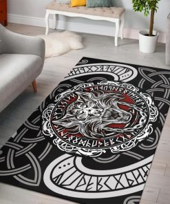 Viking Area Rug Fenrir Wolf Rune Celtic