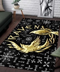 Viking Area Rug Raven Gold Huginn and Muninn 1