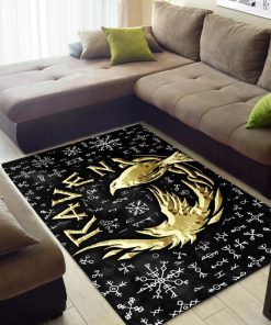 Viking Area Rug Raven Gold Huginn and Muninn 2