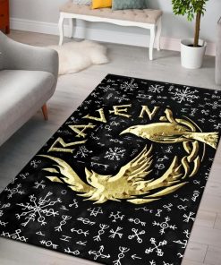 Viking Area Rug Raven Gold Huginn and Muninn