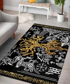 Viking Area Rug Tree Of Life Gold Yggdrasil