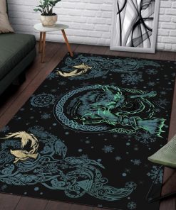 Viking Area Rug Fenrir Norse Wolf And Ravens 1