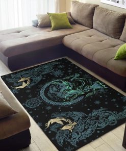 Viking Area Rug Fenrir Norse Wolf And Ravens 2