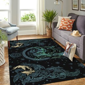 Viking Area Rug Fenrir Norse Wolf And Ravens 3
