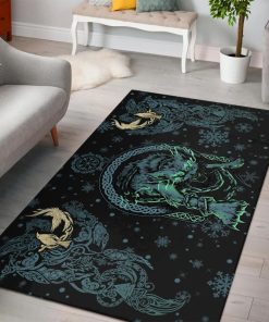 Viking Area Rug Fenrir Norse Wolf And Ravens