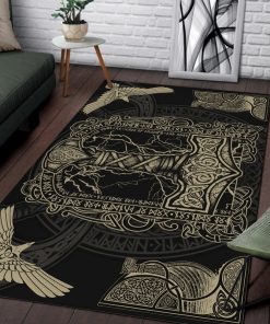 Viking Area Rug Raven Ship Thunder Hammer 1