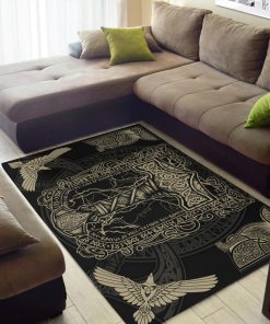 Viking Area Rug Raven Ship Thunder Hammer 2