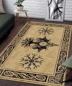 Viking Area Rug Black Raven And Yggdrasil Tree Celtic 1