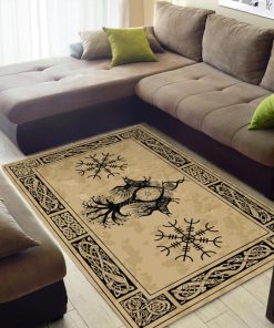 Viking Area Rug Black Raven And Yggdrasil Tree Celtic 2