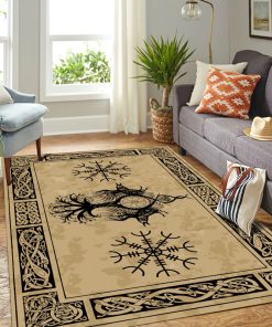 Viking Area Rug Black Raven And Yggdrasil Tree Celtic 3