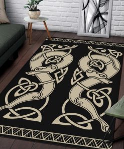 Viking Area Rug Sons Of Fenrir Skoll and Hati Stylized 1