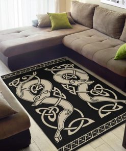 Viking Area Rug Sons Of Fenrir Skoll and Hati Stylized 2