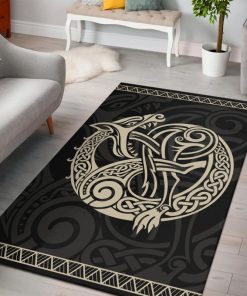 Viking Area Rug The Celtic Fenrir Norse Wolf