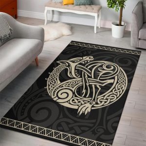 Viking Area Rug The Celtic Fenrir Norse Wolf