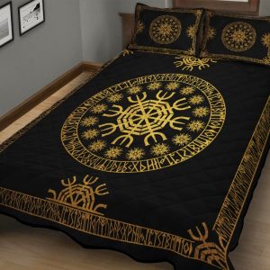 Viking Quilt Bedding Set The Helm of Awe Gold 1