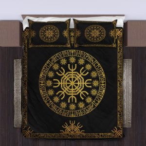 Viking Quilt Bedding Set The Helm of Awe Gold 3