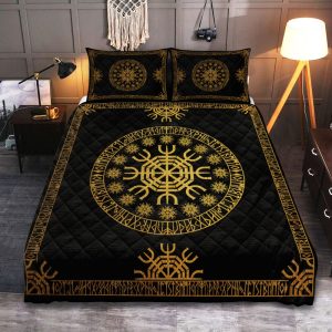 Viking Quilt Bedding Set The Helm of Awe Gold